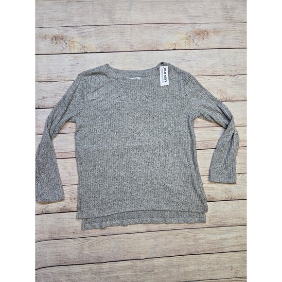Old Navy Other - Old Navy Kid Girl Ribbed Knit Soft Spun Knit Gray Long‎ Sleeve Top Size Medium 8